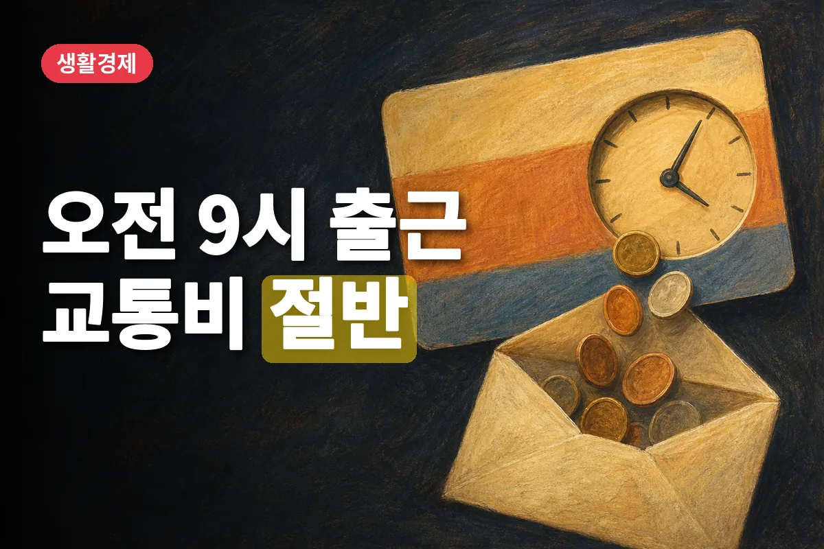 시계 모양이 뚫린 교통카드에서 동전이 봉투로 돌아가는 모습
