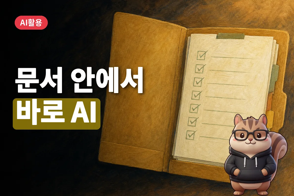 문서 페이지가 정리된 체크리스트로 바뀌는 열린 파일 폴더