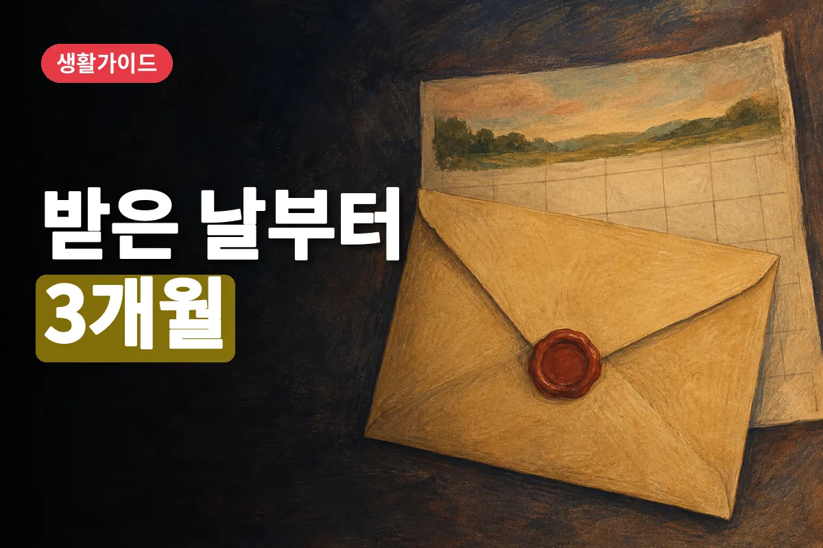 오른쪽에 놓인 임대차 계약서 봉투와 달력 한 장