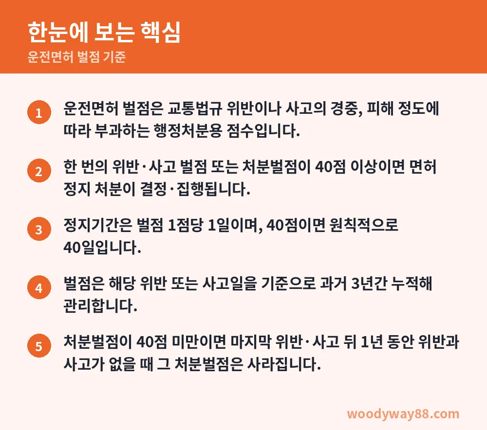 운전면허 벌점 기준 한눈에 보는 핵심
