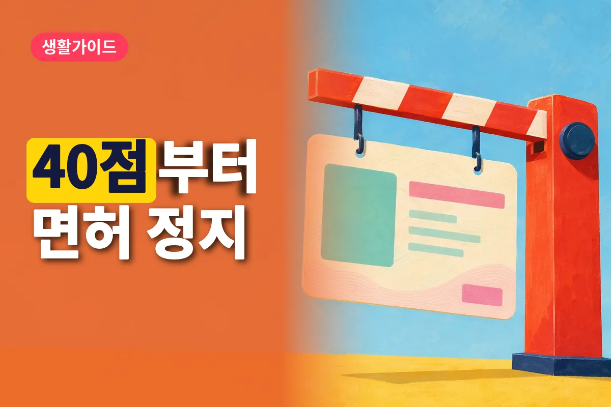 정지 표지와 함께 가로막힌 운전면허증을 표현한 이미지